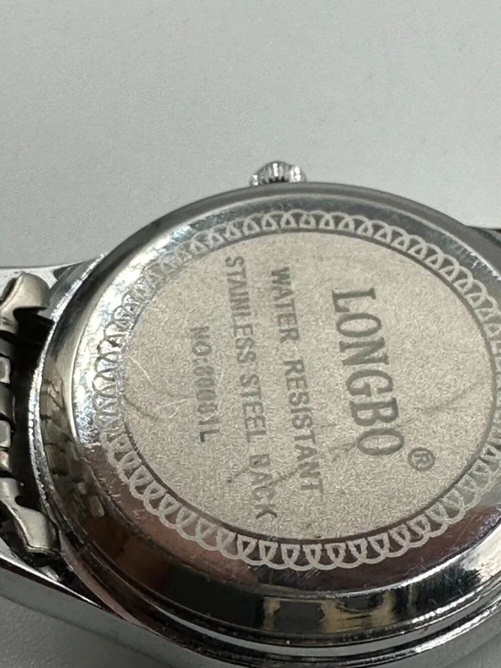 3/$30 Longbo Watch Men Silver Tone Black Dial Date Window 29MM New Battery 8”